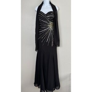 COLORS black beaded sequin sweetheart mermaid maxi formal dress sleeveless 8